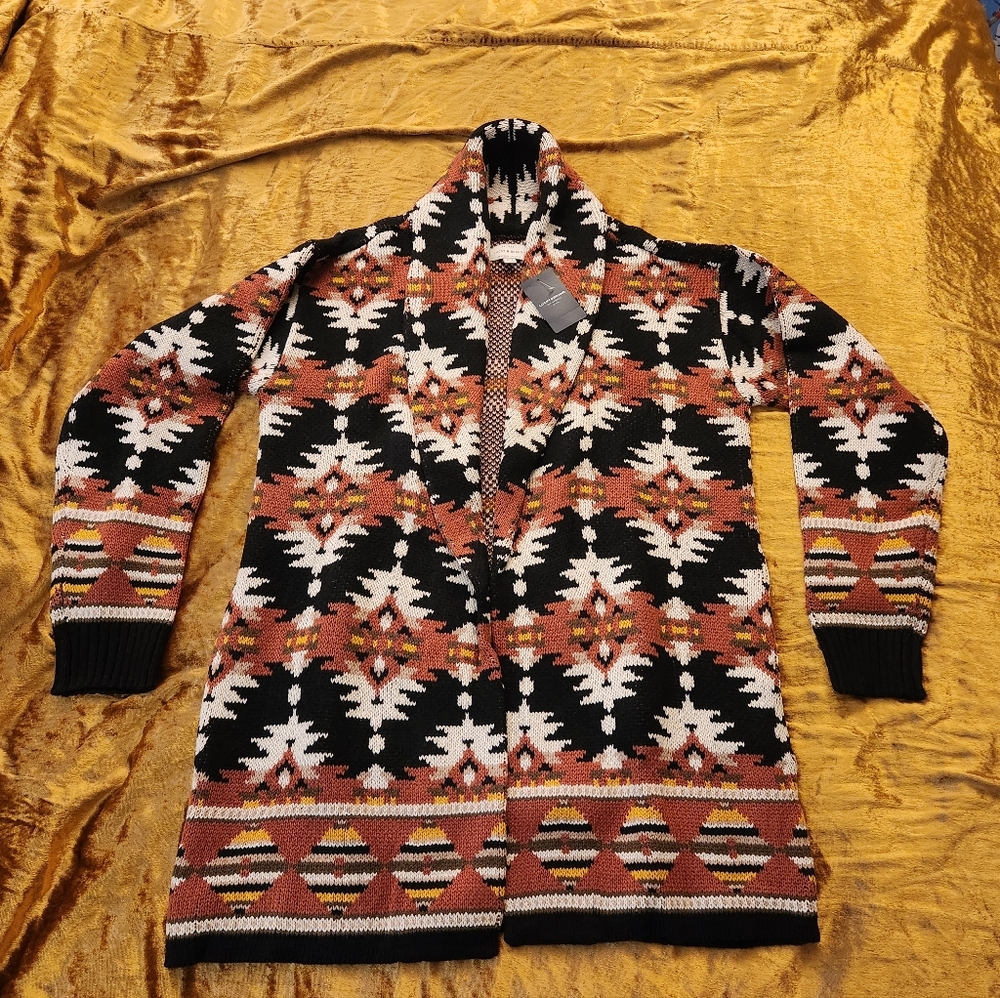 Lucky Brand Aztec Open Front Knit Cardigan Sweater - Picture 7 of 16